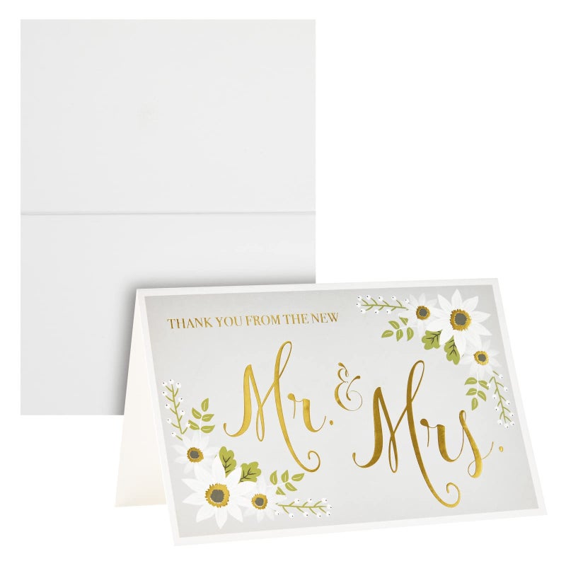 Sustainable Greetings Wedding Thank You Cards - 48-Pack Gold Foil Thank You from The New Mr. and Mrs. Greeting Card, Envelopes Included, 10.2 x 15.2 cm - Image 5